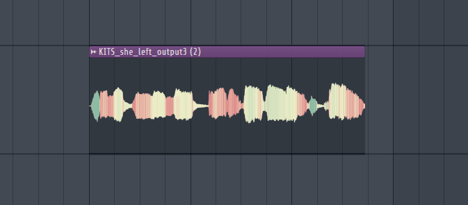Screenshot of a waveform file chopped up in FL Studio
