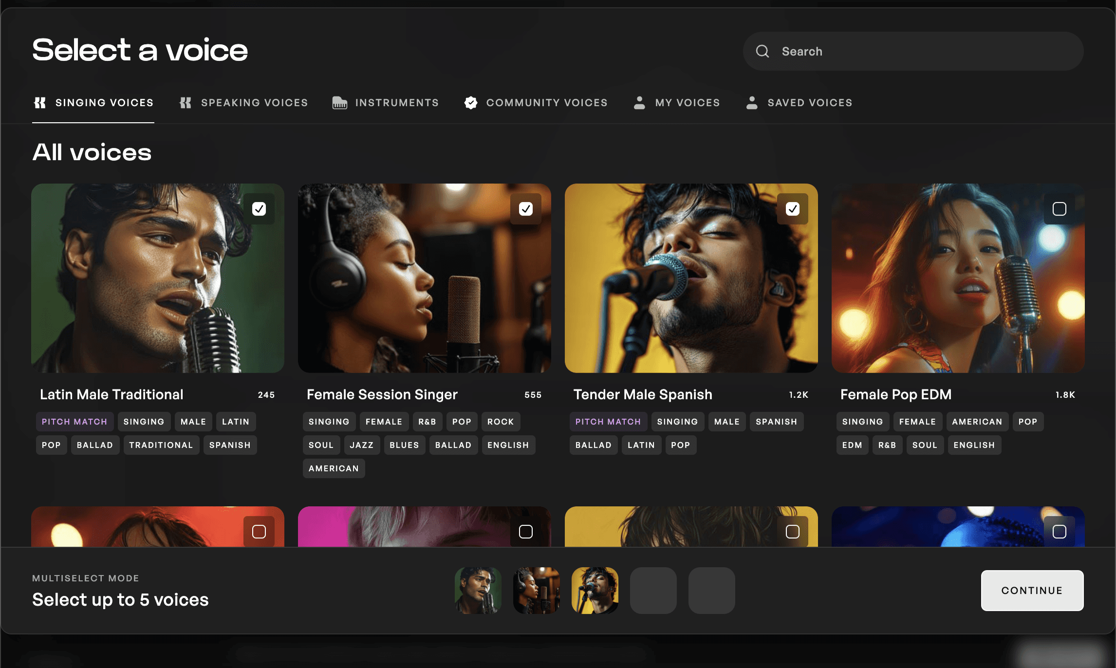 The Kits AI royalty-free voice library