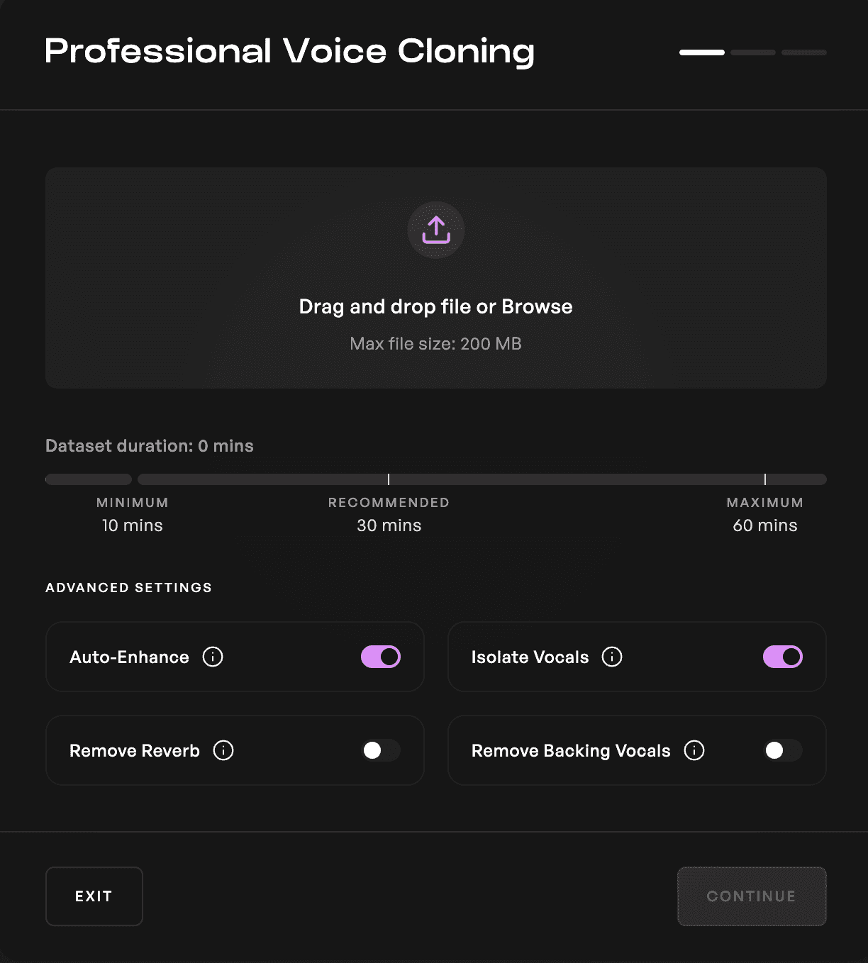 The Professional Voice Cloning page on Kits AI