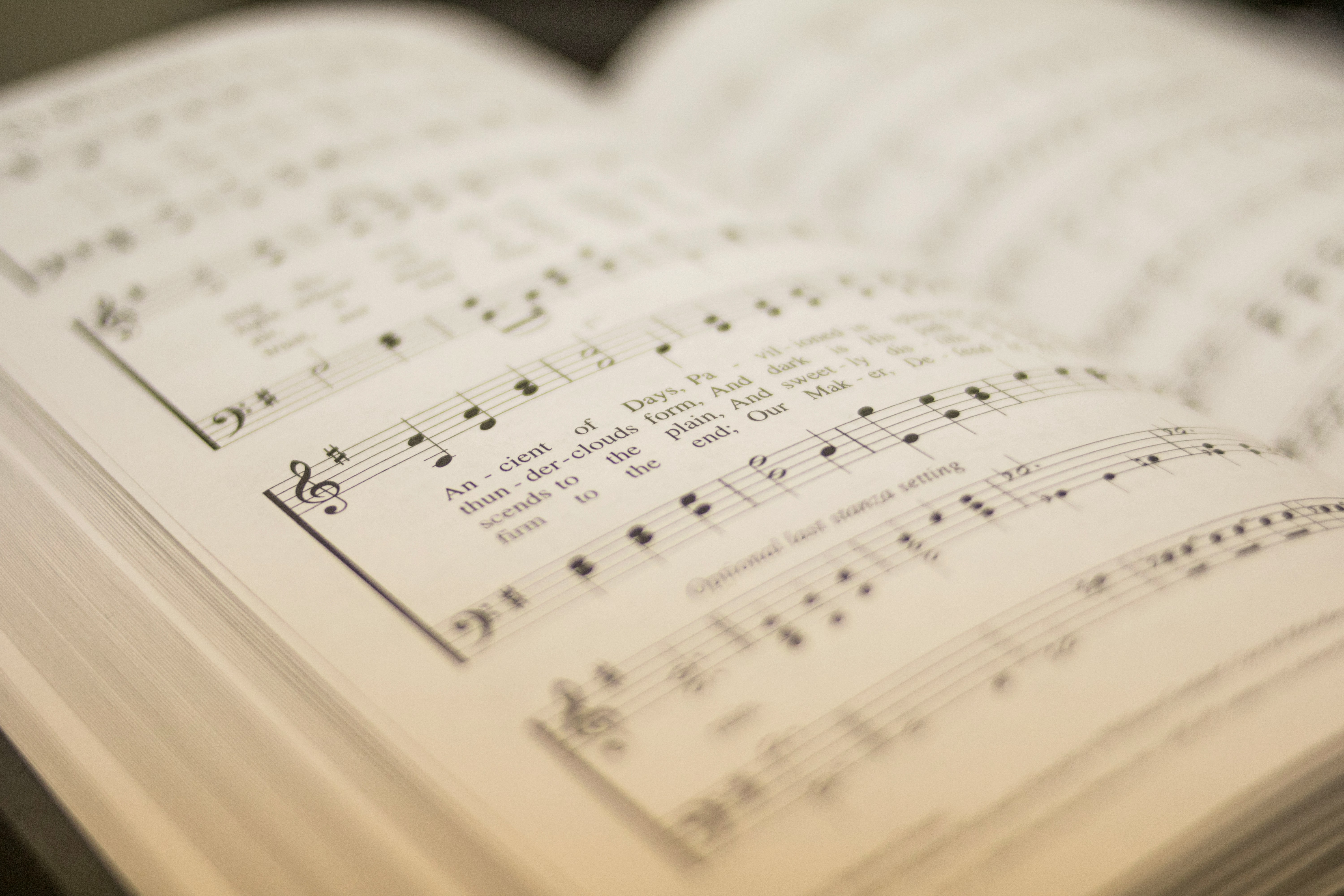Open book of sheet music