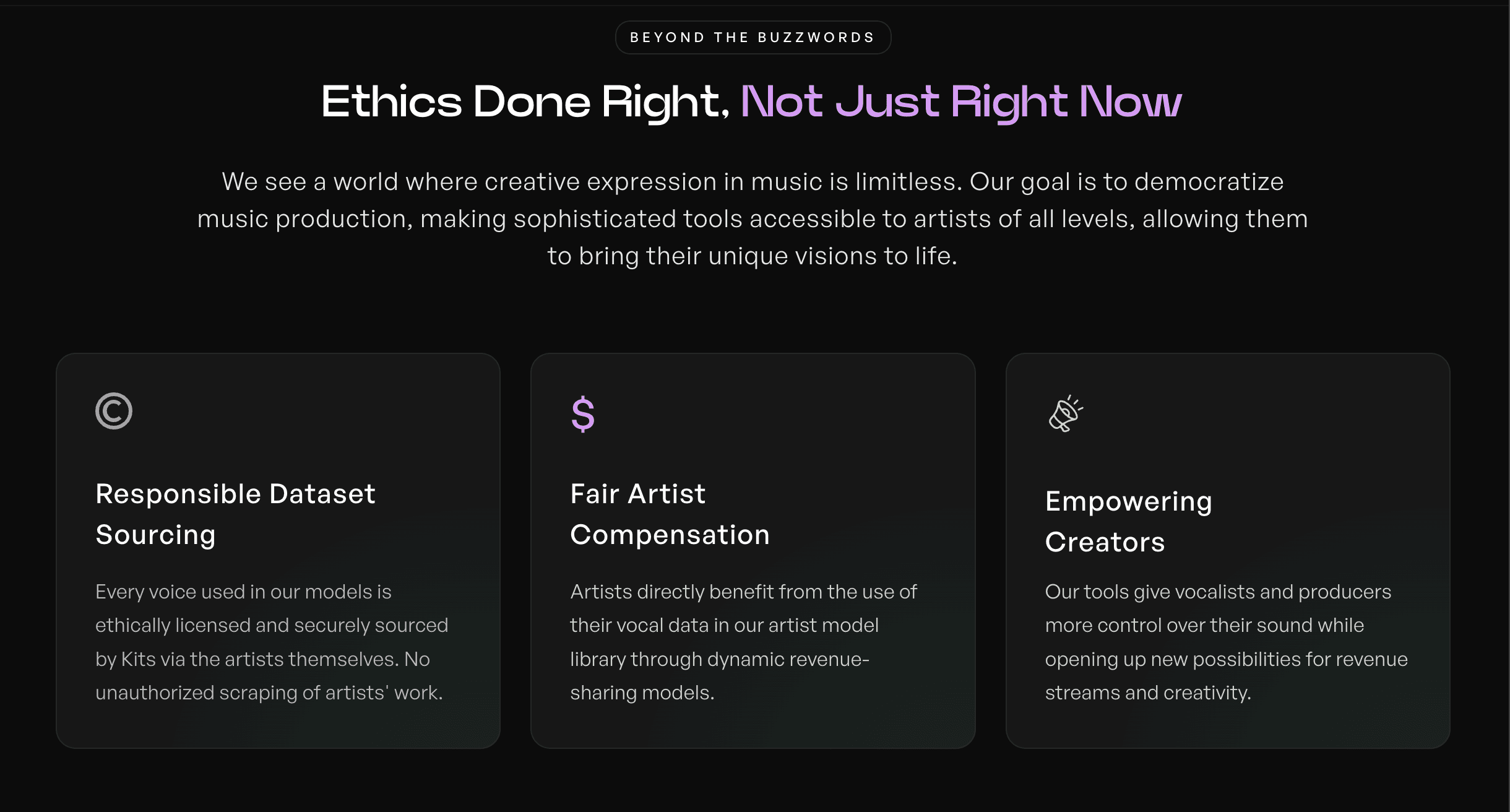 Kits AI ethics page