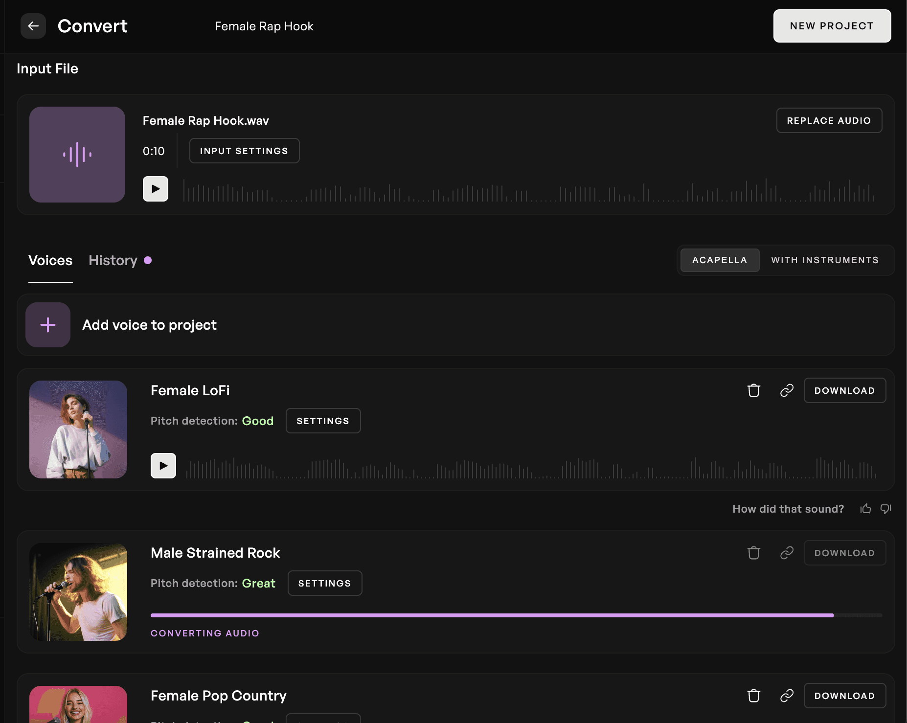 The Kits AI Studio interface