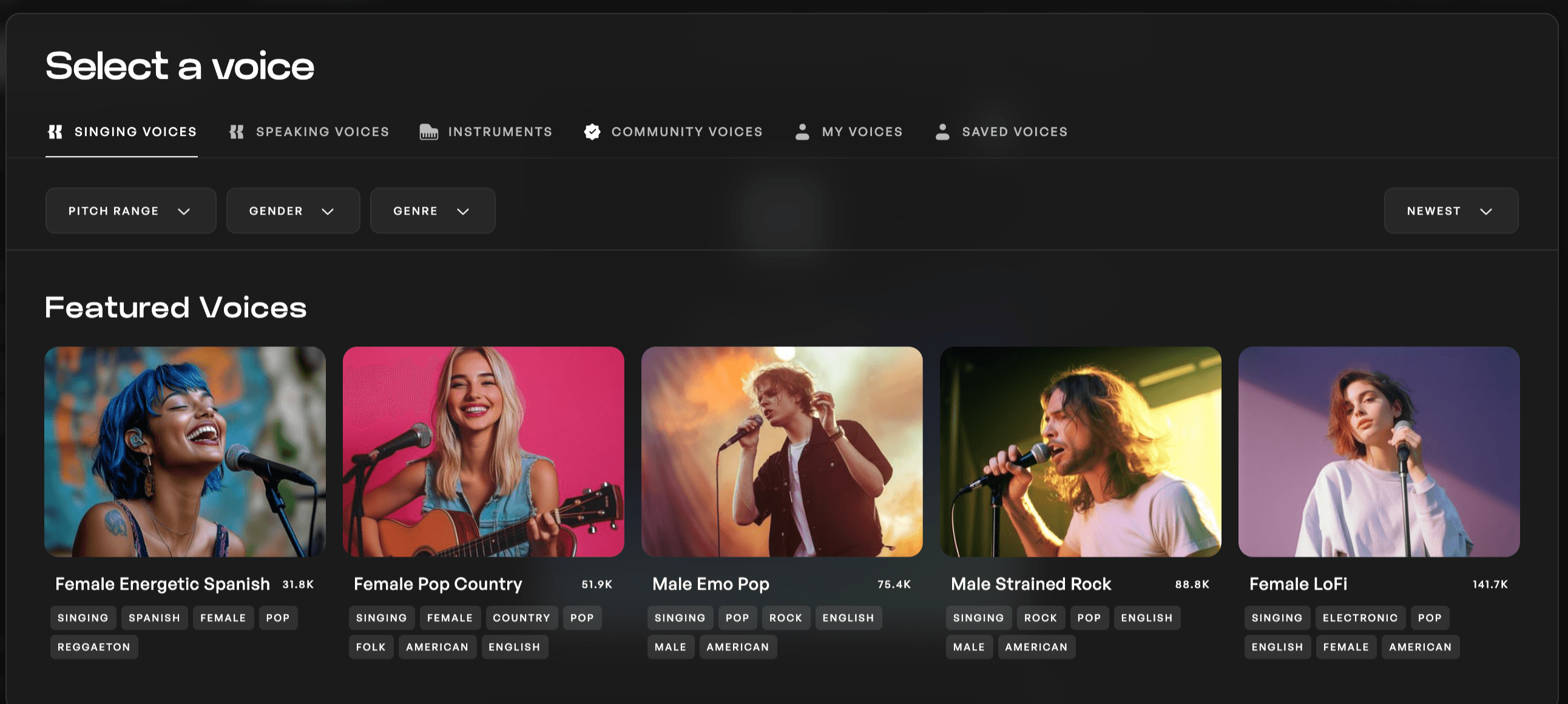 Kits AI voice library