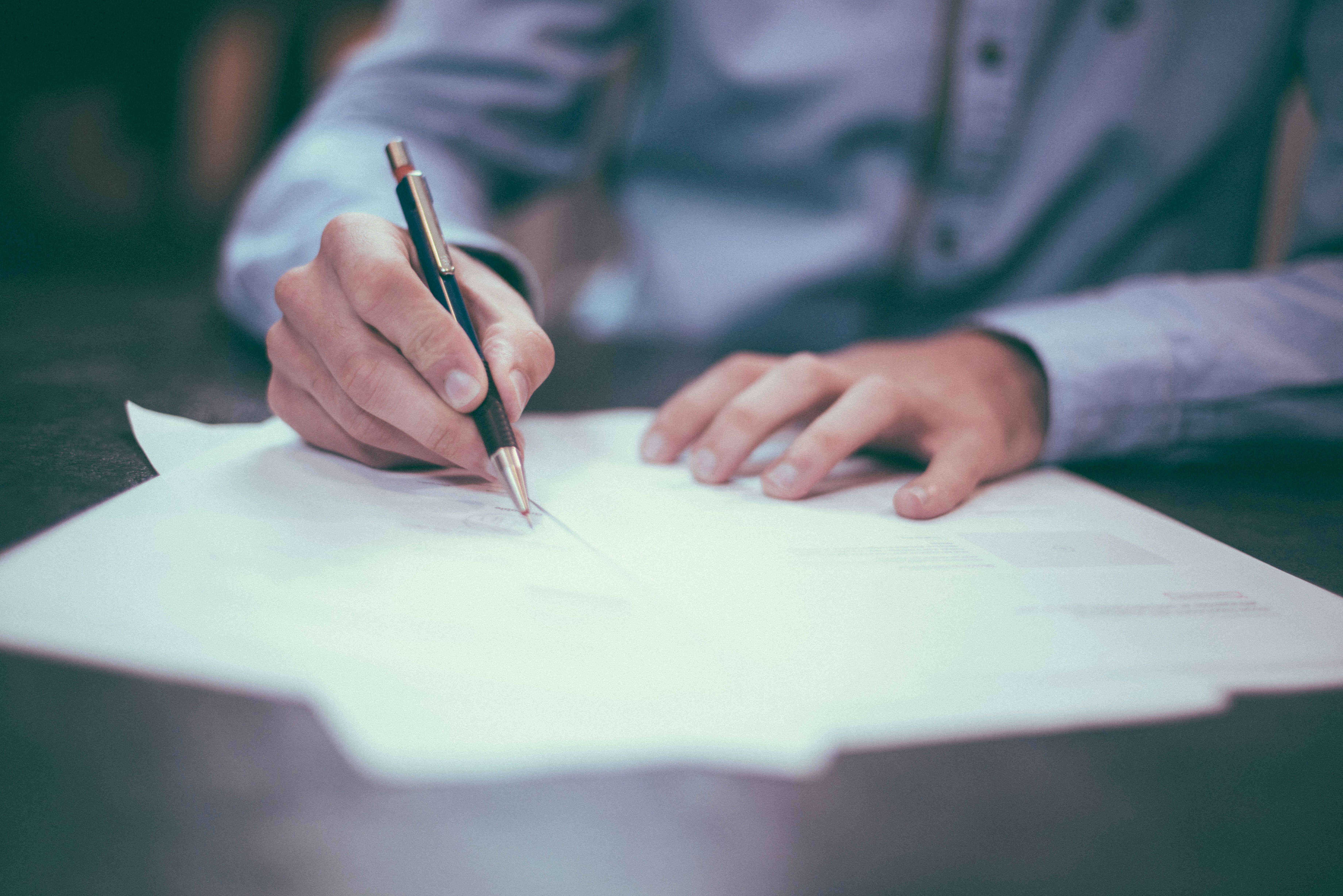 Closeup of a pen and paper