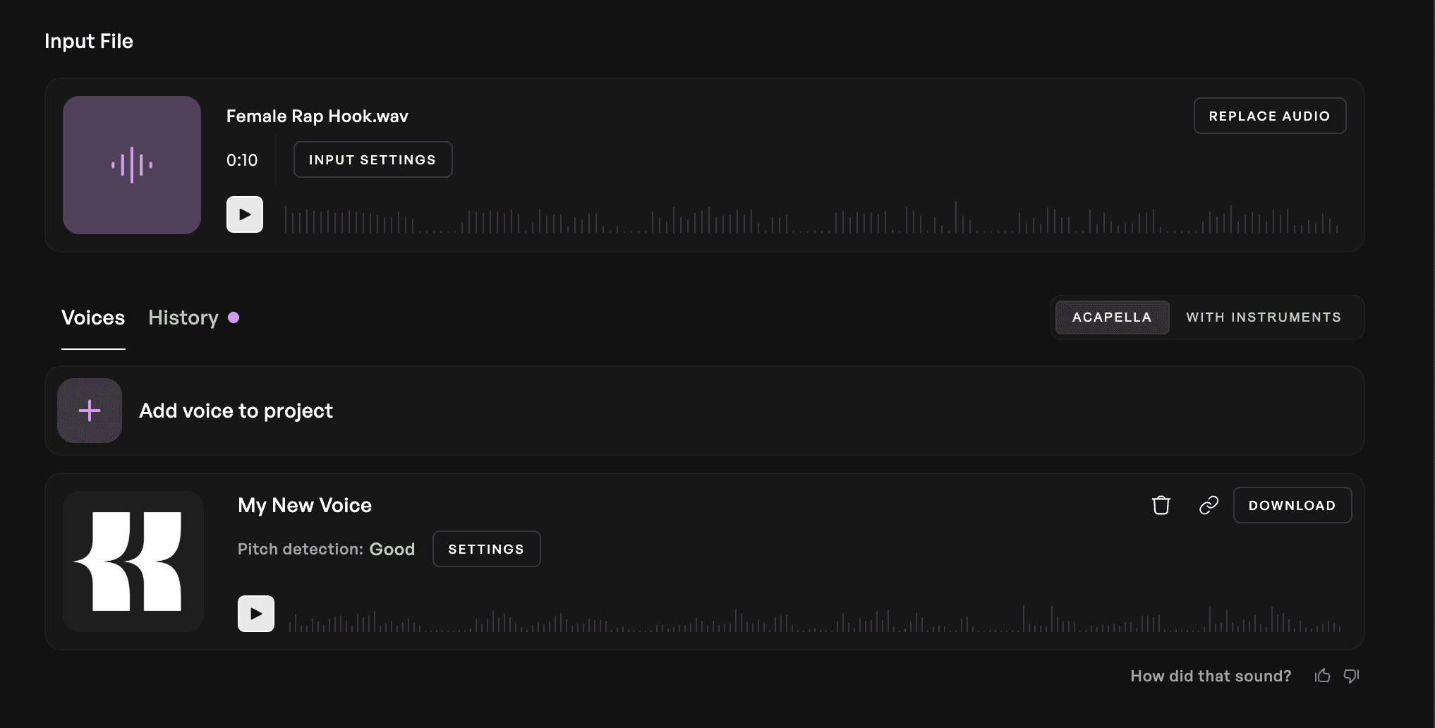 The new Kits AI voice clone being used to convert audio