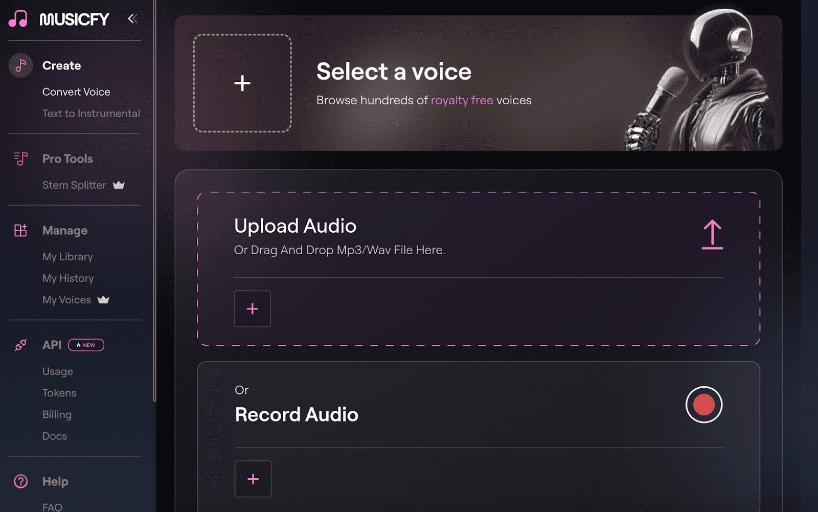 Musicfy interface