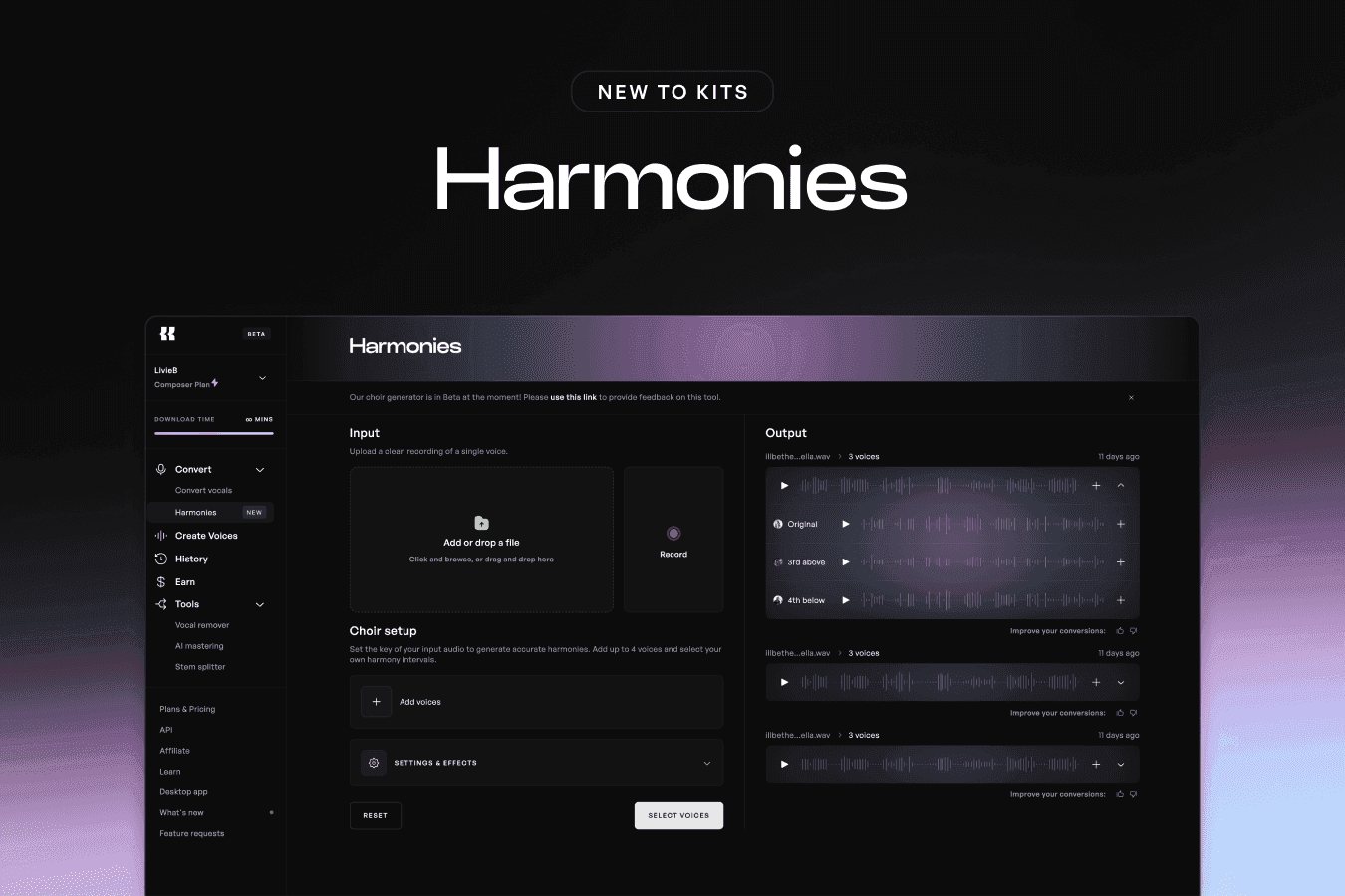 Ahora en vivo: Generador de Armonía en Kits AI