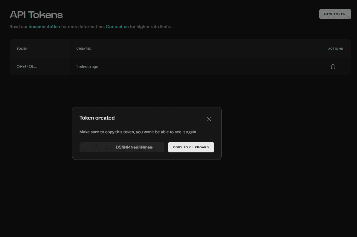 Generate your API Token