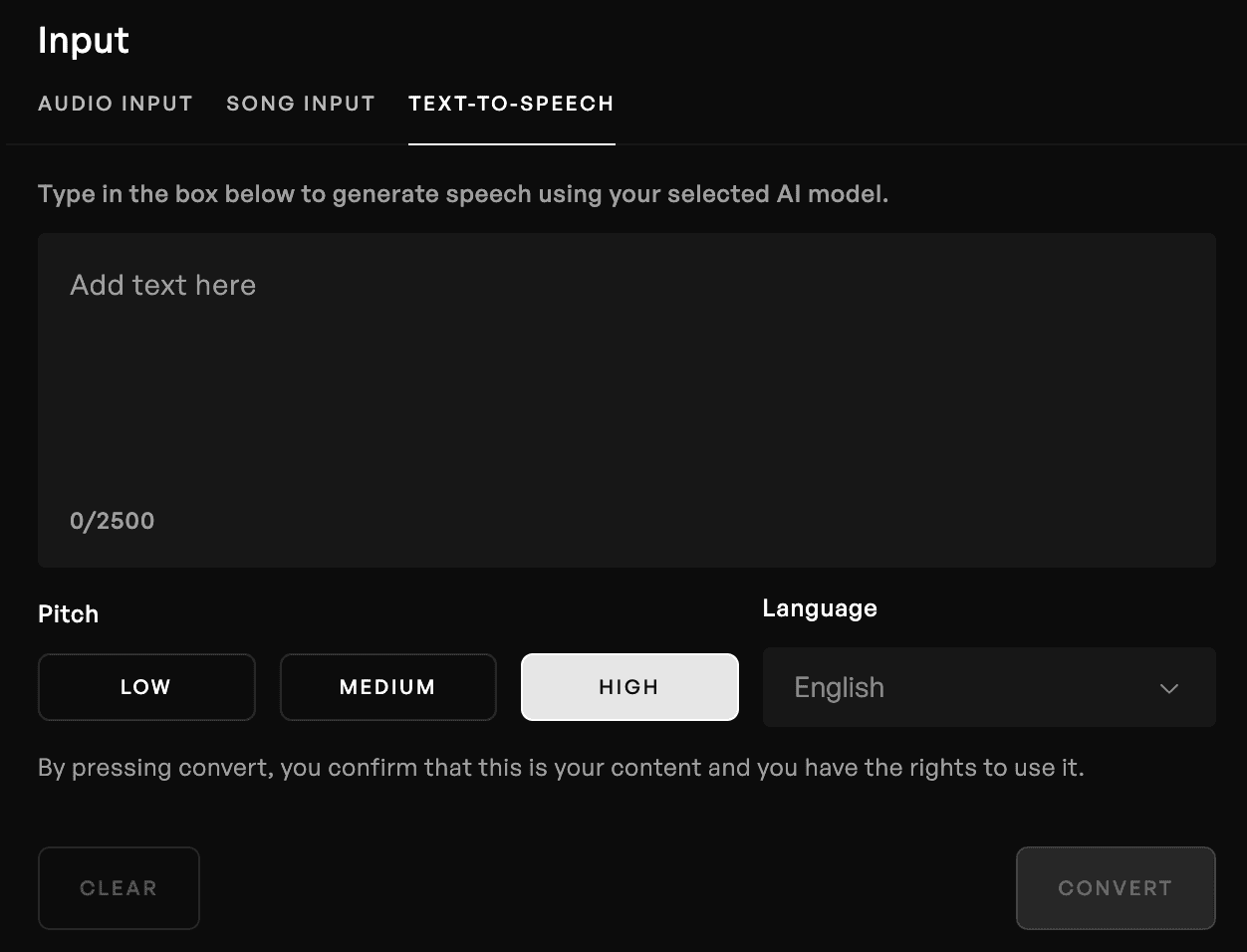 Kits AI text to speech interface