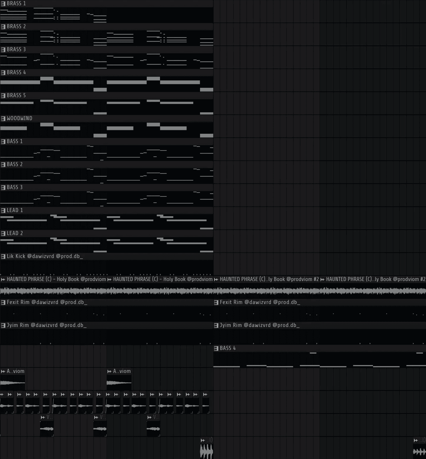 Prehook layers and a few rim shots washed in reverb