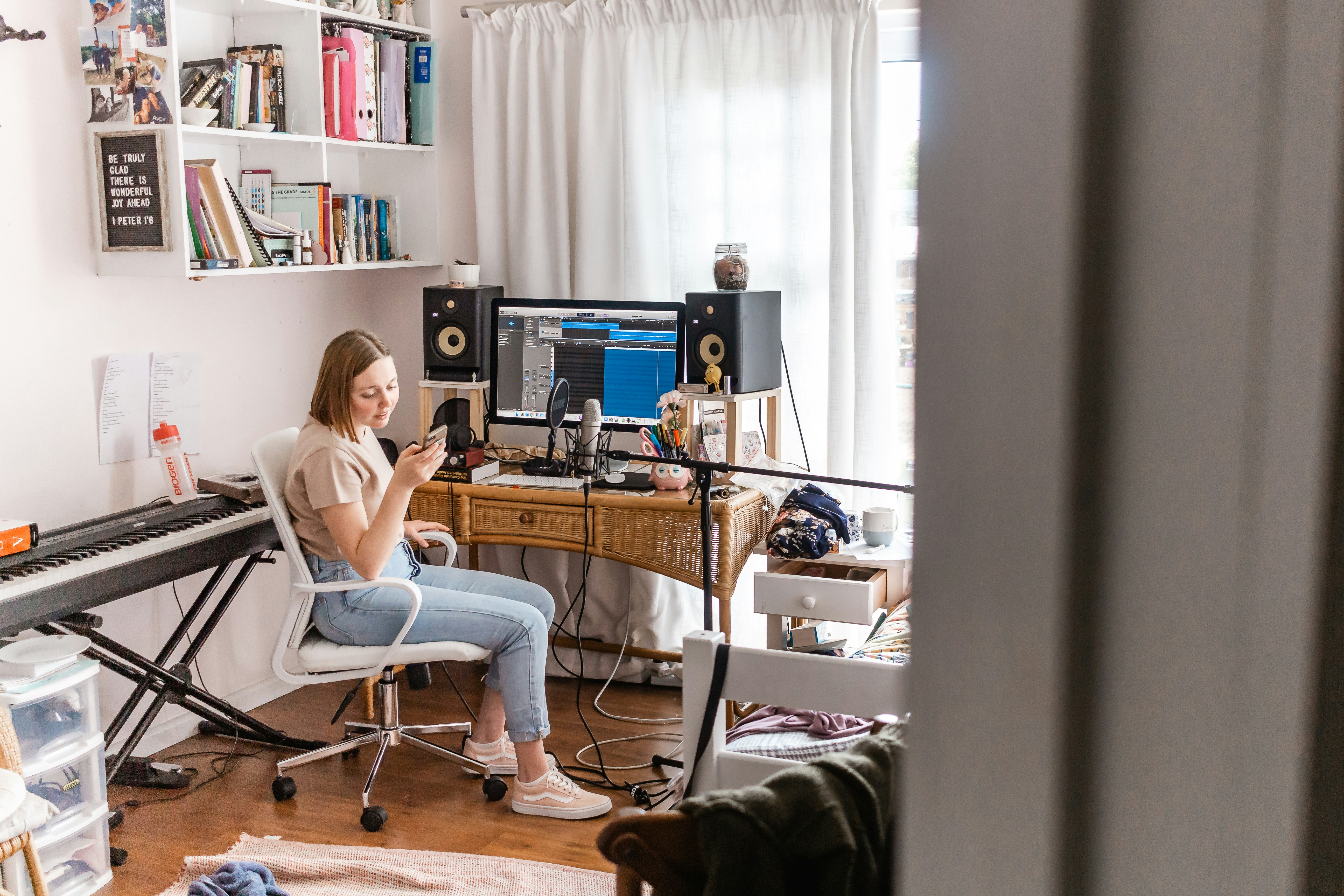 Woman in a home studio