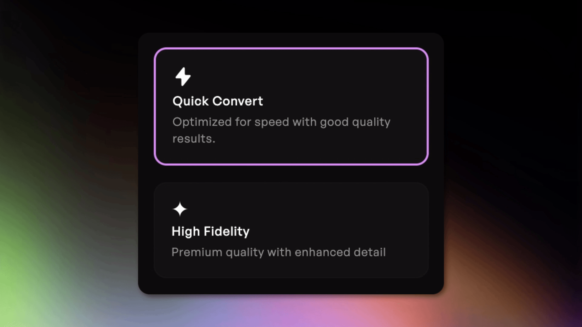 User selecting High Fidelity mode in Kits Studio to prioritize audio quality during Instant Voice Cloning.
